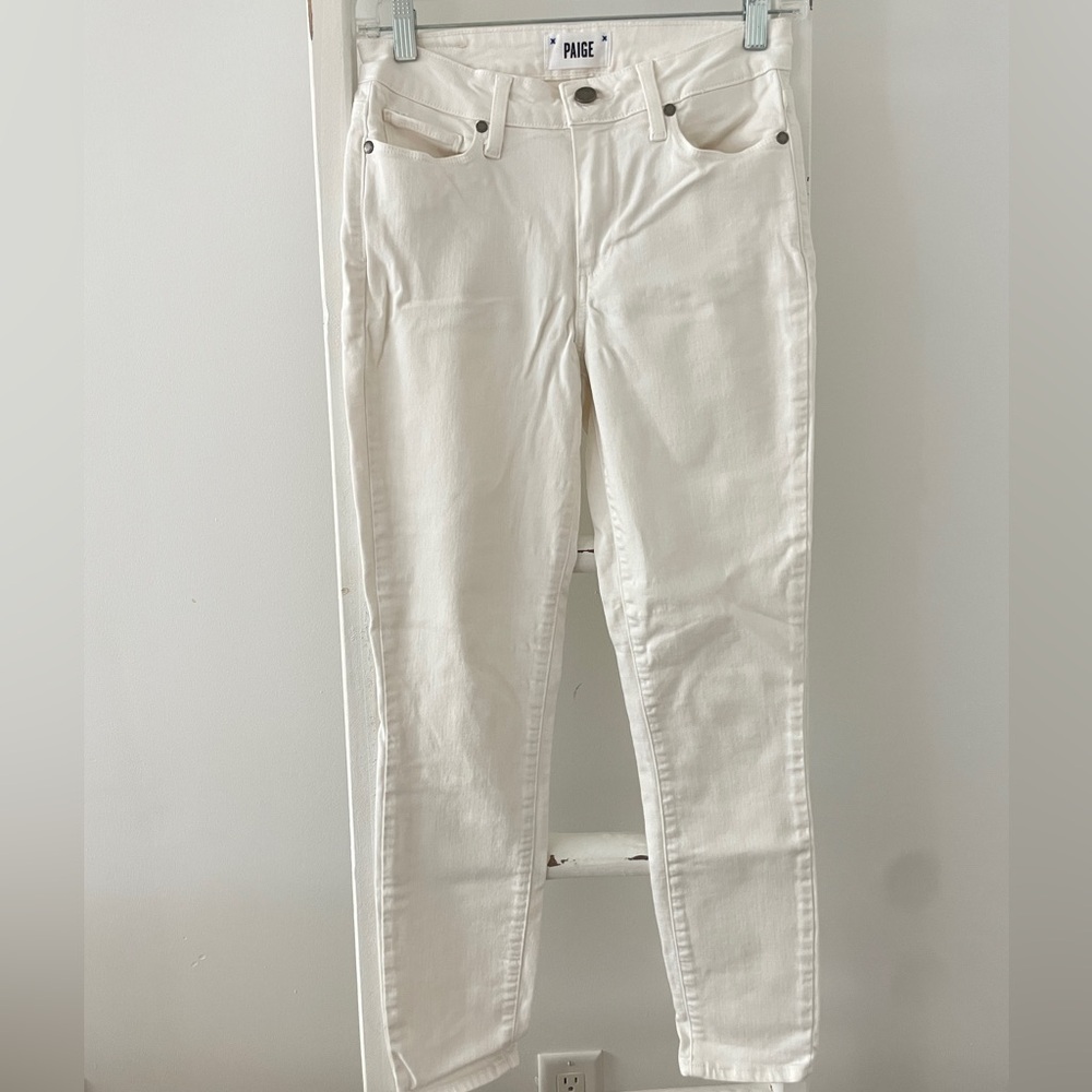 PAIGE Women's White Skinny Jeans